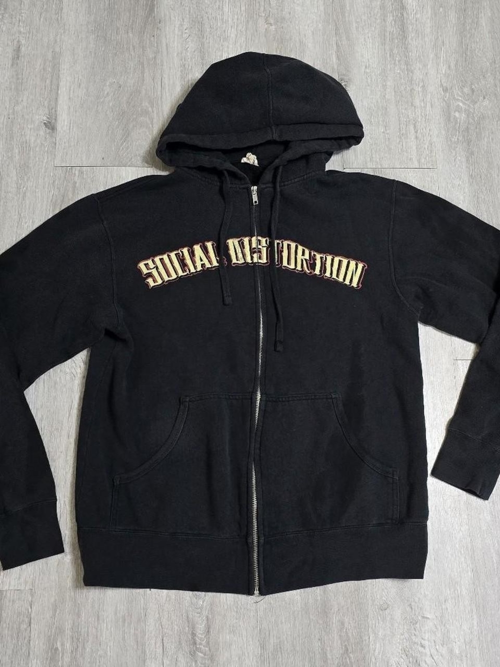 Vintage Y2K Social Distortion Zip-Up Hoodie Black Tattoo Eagle Punk Rock Band